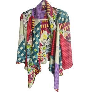 Vintage Alberto Makali Womens Artsy Crop Kimono M Whimsical Boho Hippie Festival